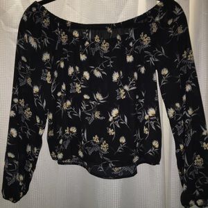 Off the shoulder black floral top